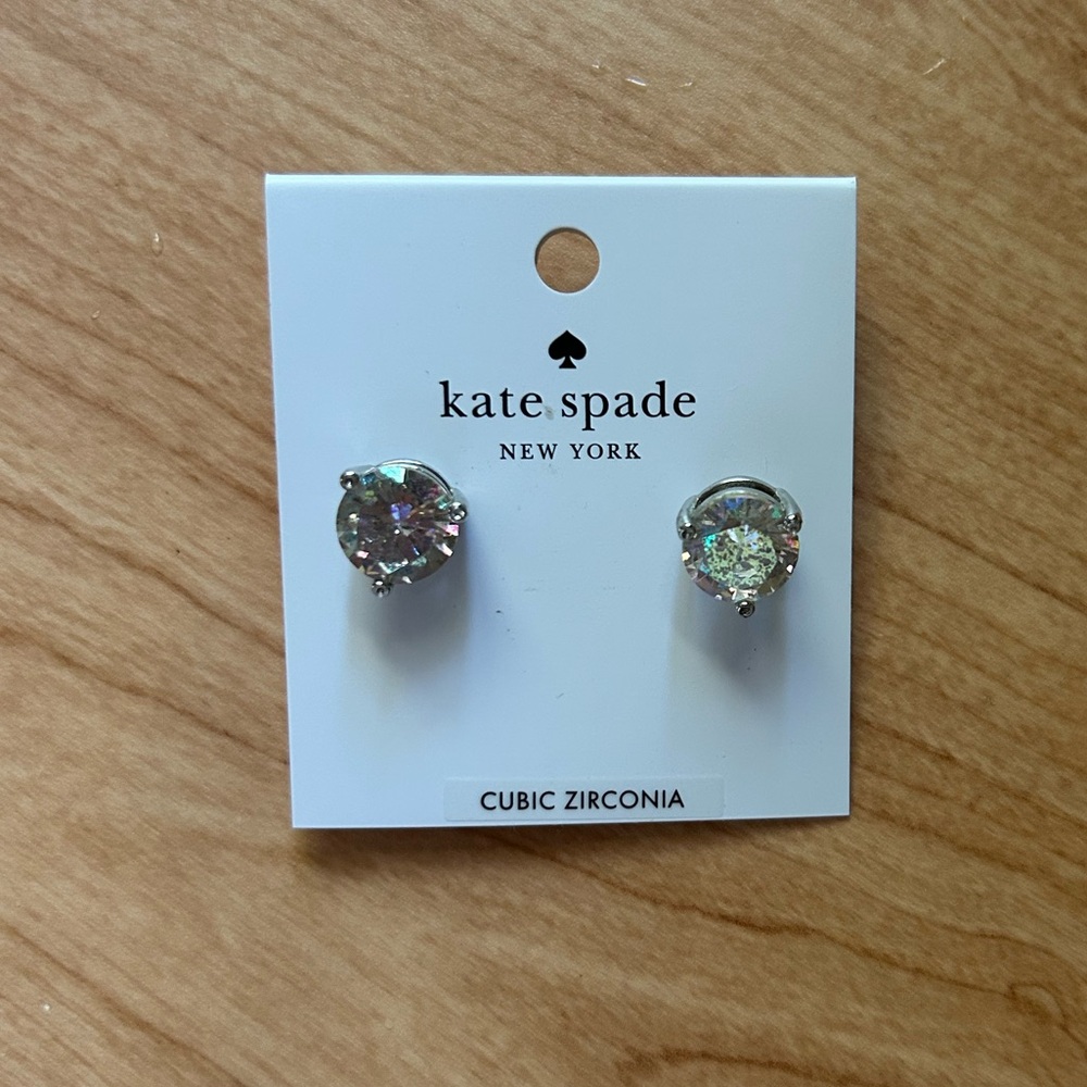 NWT | Kate Spade iridescent sliver Diamond earrings